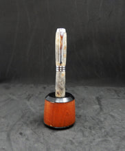 Load image into Gallery viewer, Fountain Pen and Stand Set  -Stabilized Elderberry Green/Gray