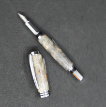 Load image into Gallery viewer, Fountain Pen and Stand Set  -Stabilized Elderberry Green/Gray