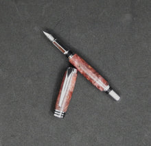 Load image into Gallery viewer, Fountain Pen and Stand Set  -Stabilized Elderberry Red