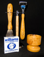 Load image into Gallery viewer, Razor/ Brush/ Bowl Stand Set -Spalted Tamarind

