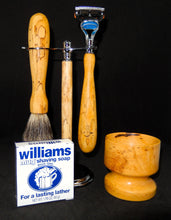 Load image into Gallery viewer, Razor/ Brush/ Bowl Stand Set -Spalted Tamarind